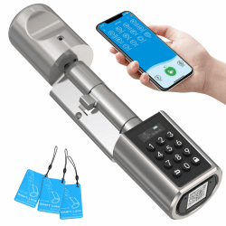 WELOCK PCB01 Elektronisches Türschloss Haustür, Elektrisches Türschloss mit App, RFID-Karte, und Wifi (WIFIBOX Erforderlich), Geeignet für Türen von 50-100 mm
