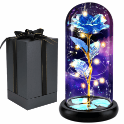 FAYODO Die Schöne und das Biest Ewige Rose,Galaxy Rose Geschenk für Freundin Blau