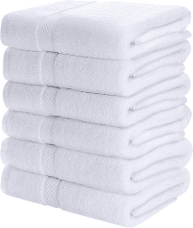 Utopia Towels - 6er-Pack mittelgroße Badetücher aus 100% Baumwolle mit Aufhängeschlaufen, 60x120 cm Duschtücher, weiche und saugfähige Handtücher (Weiß)