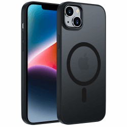 ORDA Magnetisch Hülle für iPhone 14 6,1 Zoll Kompatibel mit MagSafe,für iPhone 14 Case Durchscheinende Matt Handyhülle Rückseite Dünn Stoßfest Schutzhülle Schwarz iPhone 14 Schwarz