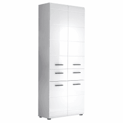 trendteam smart living - Hochschrank Schrank - Badezimmer - Skin - Aufbaumaß (BxHxT) 60 x 182 x 31 cm - Farbe Weiß Hochglanz - 111610501