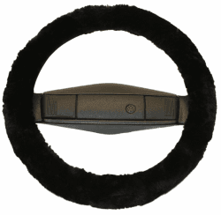 Reissner Lammfelle | LERA-15-SCH | Lenkradbezug Lenkradschoner Lenkradhülle für Auto und Wohnmobil | Echtes Merino Lammfell | Florhöhe 15mm | passend für ⌀40cm | Anti Rutsch | Farbe schwarz