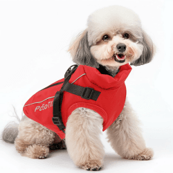 PcEoTllar Hundemantel Wasserdicht für Kleine Hunde, Warme Wintermantel Hundejacke Hundepullover - Reflektierend Hundemantel mit Geschirr - Haustier Skifahren Kostüm Ärmellose, Rot-L L (4-7kg) Rot