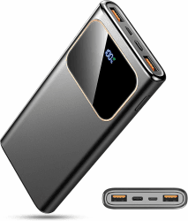 Coucur 22.5W Power Bank Samsung iPhone, USB C Powerbank 10000mah Schnellladefunktion, Externer Akku mit LED Digitalanzeige, Akkubank Kompatibel mit iPhone Samsung Schwarz