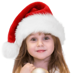 Weihnachtsmütze Nikolausmütze Damen Herren plüsche weihnachtsmann mütze Rote Santa Mütze Bequemes Dicker Klassischer nikolaus mütze aus Samt für festliche Partys im neuen Jahr Kinder-1 Stück