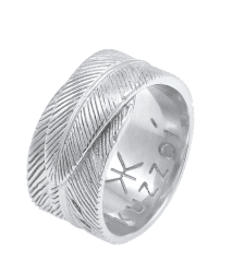 Kuzzoi Massiver Herrenring (12 mm) im Feder Design, Breiter Bandring für Männer aus 925 Sterling Silber, Männer Ring im Vintage Look, Ringgröße 60-66, 0608970221