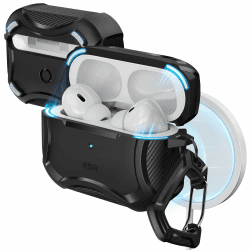 ESR für AirPods Pro 2 Hülle (2023/2022/2019) mit HaloLock, Cyber Armor Panzer für AirPods Pro 2./1. Generation(USB-C/Lightning Kabel), MagSafe Ready, Starker Sturzschutz, Magnetischer Deckel, Schwarz Schwarz AirPods Pro(2023/2022/2019)