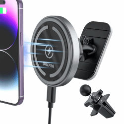 OHLPRO Kompatibel mit MagSafe Autohalterung Ladegerät, Handyhalterung Auto mit Ladefunktion für iPhone 16 Pro Max/16 Pro/16 Plus/15/14/13/12 Serie, Magnet Auto Handyhalter Kabelloses KfZ Halter Dunkel Grau