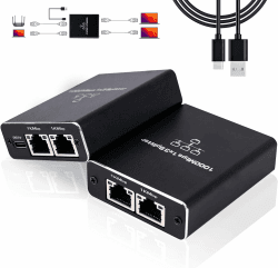 LAN Splitter 1 bis 3, 1000 Mbit/s Hochgeschwindigkeits Netzwerk Switch, LAN Kabel Splitter mit USB C Stromkabel für Computer, Hubs, Switches, Router usw. 1 to 3