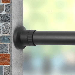 Teleskopstange, 310-410cm, Schwarz, Klemmstange für Gardinen und Raumteiler, stufenlos ausziehbare Gardinenstange, Spannstange Schwarz 310-410cm