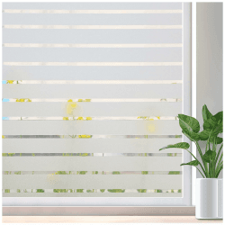 Lifetree Fensterfolie mit Streifen Sichtschutzfolie Selbstklebend Milchglasfolie ohne Klebstoff Funkeln Folie für Büro Zuhause 115X200CM Dicke Streifen 115*200CM