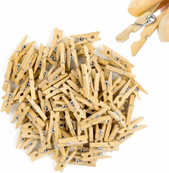 500x Mini Wäscheklammern - Miniklammern - Größe 25 mm Klammer Kleine Holzklammern aus echten Holz - für Fotowand & Basteln & DIY - Holzwäscheklammern