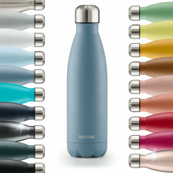 Blumtal® Trinkflasche Edelstahl Charles - Thermosflasche 750 ml - BPA-freie Thermo Trinkflasche kalt&warm - auslaufsichere Trinkflasche Edelstahl 750 ml - Thermos Trinkflasche - Dove Grey - Grau-Blau 750 ml 05 - Dove Grey - Grau-blau