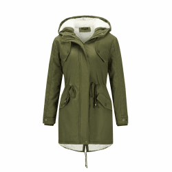 YYNUDA Wintermantel Damen Warm Gefüttert Winter Parka Mittellang Winterjacke Winterparka mit Fellkapuze Dicke Coat Große Größen L #337 Grün