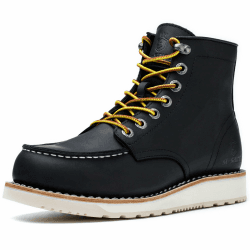 SL-Saint Herren Arbeitsstiefel Weiche Moc Toe Klassische Knöchel Mode Casual 6‘’ Keilsohle Schuhe 39 EU Weit Schwarz Keilsohle