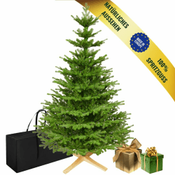 Premium Künstlicher Weihnachtsbaum 180 cm Nordmanntanne [100% Spritzguss] Tannenbaum Künstlich inkl. FSC zertifiziertem Holzständer und Tasche I Christmas Tree Made in EU Grün (100% Spritzguss) 180 cm