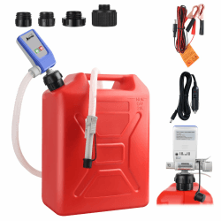 Nitigo 12v Kraftstoff Umfüllpumpe mit Auto-Stopp-Sensor (3,2 GPM), Elektrische Benzinpumpe mit 4 Größe Tankadapter, Flüssigkeitstransfer Dieselpumpe ölpumpe, 32mm Pumpenkopf (keinen Kanister) blau