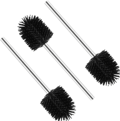 Valschen 3 Stück Silikon Klobürsten, WC-Bürste Toilettenbürste Klobürsten Ersatz-Bürste aus Edelstahl, 8 x 35 x 8 cm, Schwarz