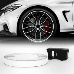 4R Quattroerre.it 10360 Dekorstreifen für Felgen mit Applikator, Wheel Trim Stripes Weiß, 5 mm x 6 mt Weiß Racing