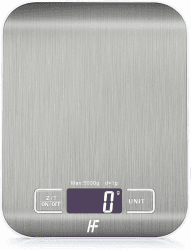 HomeFashion Küchenwaage Edelstahl, Hochpräzise 5kg 1g Digitalwaage mit LCD Display, Tara-Funktion, 6 Maßeinheiten, Batterien inklusive