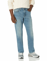 Amazon Essentials Herren Stretchjeans, Gerade Geschnitten 38W / 30L Helle Waschung