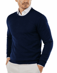 COOFANDY Herren Pullover mit Rundhalsausschnitt Strickpullover Feinstrick Winterpullover Sweater Männer Dunkelblau XL