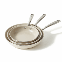 Redchef Pfannenset Keramik Induktion, Antihaft Bratpfannen 20/24/28 cm für alle Herdarten, PTFE-frei PFAS-frei PFOA-frei, Induktionsgeeignet, Backofenfest, Spülmaschinenfest (Beige) 20cm+24cm+28cm Beige Weiß