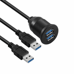 Herfair erlängerungs-Ladegerät, USB-Panels, Kabel für Auto, LKW, Boot, Motorrad, Armaturenbret (Dual port, 2M) 2M Dual port