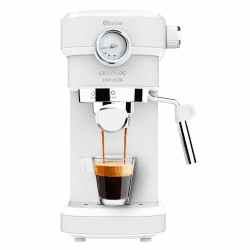 Cecotec Espressomaschine Espressos und Cappuccino Cafelizzia 790 White Pro, 1350W, Thermoblock-System, 20 Bar Druck, Automodus 1 und 2 Kaffees, schwenkbares Dampfrohr, Wasserleitung für Infusionen Weiß Mit Manometer