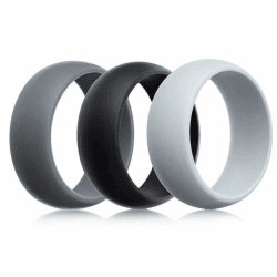 Flongo Herrenring Männer Silikon Ringe Siegelring Bandring Daumenring 3 Stück Set, Gummibänder Verlobung Engagement Verlobungsringe Hochzeit Siegel Ring Schwarz Weiß Grau Herren-Accessoires 67 (21.3)