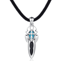 DonDon Herren Lederkette Leder Halskette 50 cm mit Edelstahl Anhänger Drache Thor Hammer Zahn Totenkopf Löwe und vielen weiteren Glücksbringer