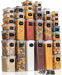 GoMaihe Vorratsdosen mit Deckel Luftdicht Aufbewahrungsbox: 32er Aufbewahrungsbox Küche Set für Mehl Müsli Spaghetti 32er set