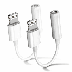 EnergieMAX 2 Pack iPhone Aux Adapter/Lightning auf 3.5mm Klinke Adapter[MFi Zertifiziert]Adapter iPhone Kopfhörer/iPhone AUX Audio Kabel Splitter Kompatibelfür iPhone 14/13/12/11/X/XS Alle iOS Systeme Weiß-LT2PC