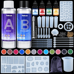 Tailcas Epoxidharz Set Anfänger 200ml, Epoxidharz Formen, Silikonformen Epoxidharz, Schmuck Selber Machen Set für Kunst, Handwerk, Schmuckherstellung, mit Messbecher und Stroh