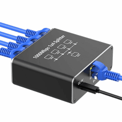 Loydia LAN Splitter 1 auf 4, Gigabit Ethernet Splitter LAN Switch 4 Port mit Typ-C Netzkabel, 1000Mbps RJ45 LAN Netzwerk-Splitter für Computer, Laptop, Switch, Router, Netzwerksteckdose, TV-Box LAN Splitter 1 à 4