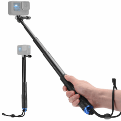 Vkesen Ausziehbares Selfie Stick für GoPro, 94CM Wasserdichter Einbeinstativ Pole für Action Cam, Teleskopstange für GoPro Hero 13/12/11/10/9/8/7/Max, DJI Osmo Action 5 Pro/4/3, AKASO Action-Kameras 37Zoll/94CM