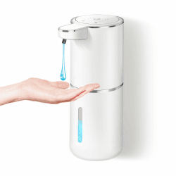 Seifenspender Automatisch, Dalugo USB C Wiederaufladbar Seifenspender Wandbefestigung 380ml Elektrischer Seifenspender mit Sensor, 4 Stufen Verstellbar Seifenspender Weiß für Küche Badezimmer Weiß Flüssigseifenspender
