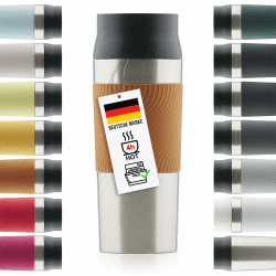 Blumtal Thermobecher 350 ml - Kaffeebecher to go aus Edelstahl - auslaufsicherer Isolierbecher kalt/heiß - Mug mit 360° Trinköffnung - Thermosbecher mit Quick-Press-Verschluss - Coffee Mug - Hellbraun 350 ml 14 - Pumpkin Spice - Braun