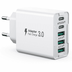 USB C Ladegerät Mehrfach, Ladestecker USB C, 50W 5 Port USB C Schnellladegerät, Adapter USB C Netzteile Stecker für iPhone 15 14 13 12 11, iPad, Samsung Galaxy S24 S23, Handys ladegerät USB C Charger 1Pack Weiß