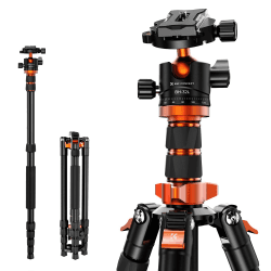 K&F Concept 198cm Kamera Stativ，Aluminium Tripod, Stativ mit Monopod Funktion, 360° Panorama Kugelkopf Schnellwechselplatte für Spielgelreflexkamera, Digitalkamera 198CM+12KG Ohne Handyhalterung