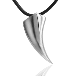 DonDon Herren Lederkette Leder Halskette 50 cm mit Edelstahl Anhänger Drache Thor Hammer Zahn Totenkopf Löwe und vielen weiteren Silberner Wolfszahn