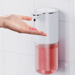 Fantictas Seifenspender Automatisch Wandbefestigung,1500mah elektrischer seifenspender 380ml Elektrischer Seifenspender ohne Bohren mit USB Wiederaufladbar, IPX5 Wasserdicht für Bad Toilette Küche Weiß Flüssigetyp