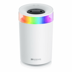 Luftbefeuchter 2,5 Liter leise - 7 LED Farben Stimmungslicht – 2 schaltbare Dampfausgänge – integriertes Aromaöl Fläschchen – 20m² Wohnzimmer Schlafzimmer Kinderzimmer - Aromafläschchen - weiß A: Weiß