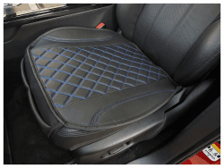 BREMER SITZBEZÜGE Sitzauflage Kunstleder Textilleder kompatibel mit Smart fortwo 453 Sitzkissen in Kunstleder Schwarz/Blaue Naht OT406 OT406 Schwarz/Blaue Naht