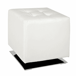 HAKU Möbel Hocker Chrom, weiß, Kunstleder, Metall - Maße: B 40 cm x H 42 cm x T 40 cm, Style: Modern Chrom-weiß 40 x 40 x 42
