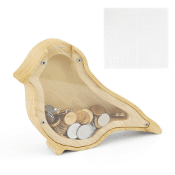 Holz Spardose, LERANXIN Sparschwein, Einseitiges Transparentes Spardose Holz, Tier Sparschwein für Geburtstagsgeschenk, Personalisiertes Geschenk, Holz Geschenk