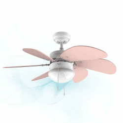 Cecotec Deckenventilator EnergySilence 3600 Vision Nude, 50 W, Durchmesser 91 x 37 cm, Lampe, 3 Geschwindigkeiten, 6 Umkehrbare Klingen, Sommer-/Winterfunktion, Zugkette, Weiß/Hautfarben