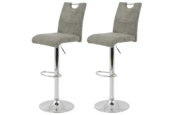 Apollo 2er Set Barhocker Bistrohocker Miranda, Microfaser Grau, Trompetenfuß mit Lift und 360° drehbar, Sitzhöhe 60 auf 82 cm Grau 2er Set