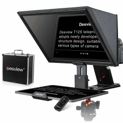 Desview T12S Teleprompter aus Aluminiumlegierung, 12,9 Zoll Hochauflösendes Display Teleprompter mit Fernbedienung APP Kompatibel mit iPad, Tablet, Smartphone, iOS Android für DSLR Kamera T12S-12.9 zoll