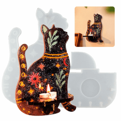 Kerzenhalter Silikonform Halloween Katzen Kerzenhalter Silikonform für Kerzen Gießform Halloween Dekoration Wand Kerzenhalter Hängend Ornamente Kerzenständer Silikon Gießform Beton für Teelichthalter Katze Kerzenhalter 2